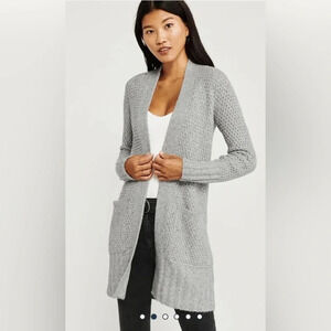 Abercrombie & Fitch BLACK Long Open Front Pocket  Knit Cardigan Size Medium